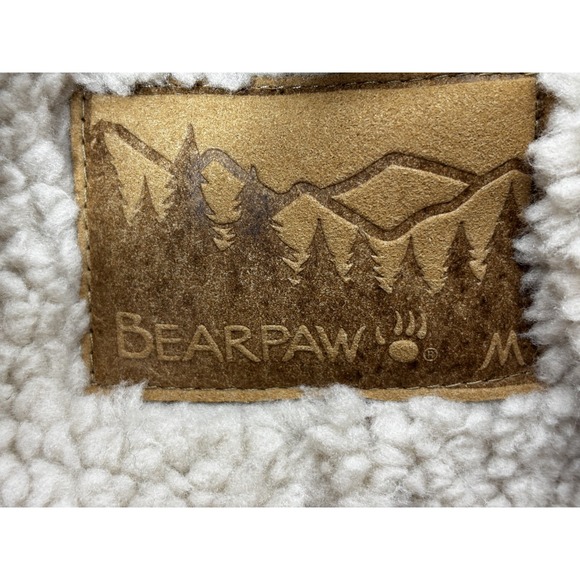 Bearpaw Faux Shearling Sherpa Jacket Tan Cream Zip Moto Coat Womens M - Picture 6 of 9